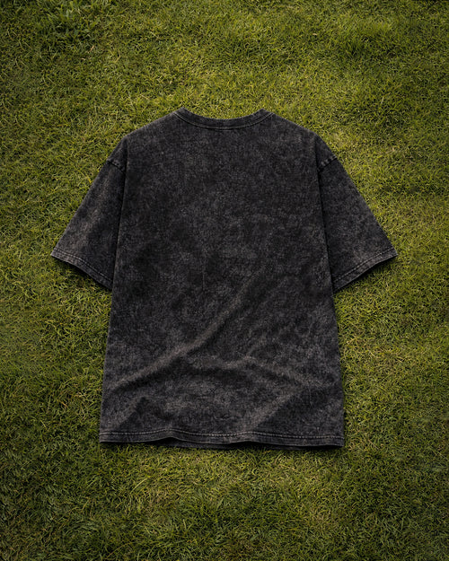 A Woman Black Unisex Acid Washed Oversized T-Shirt - Peyth