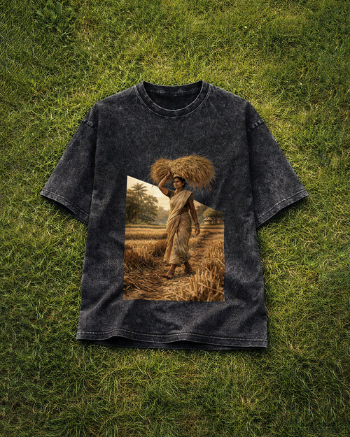 A Woman Black Unisex Acid Washed Oversized T-Shirt - Peyth