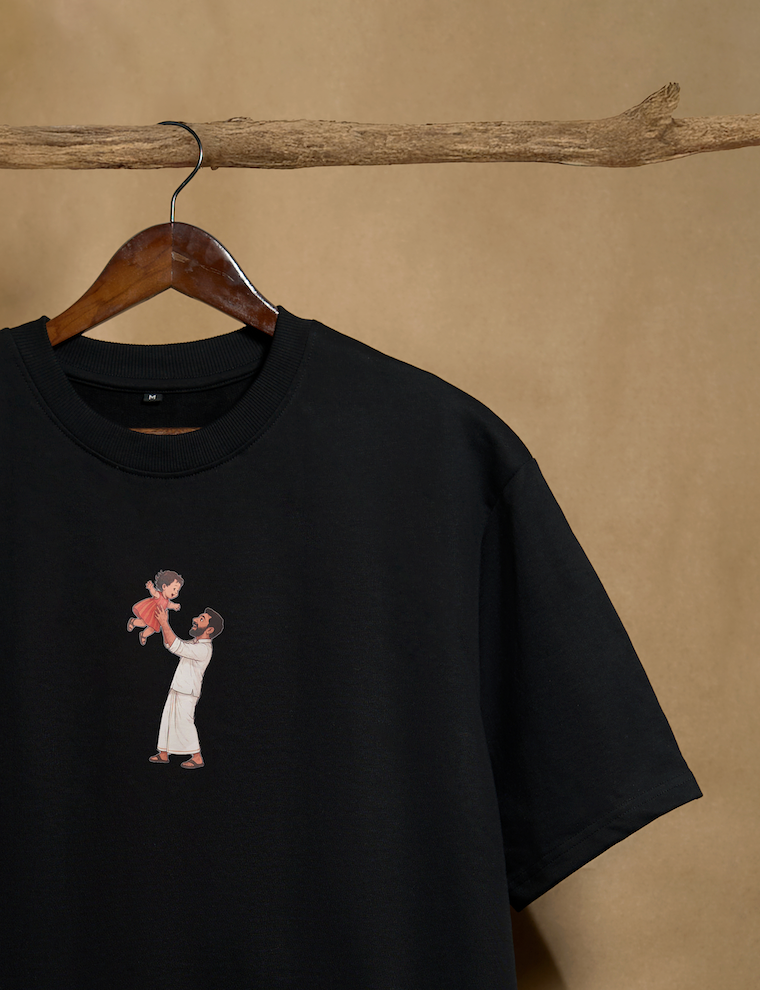 Achan Black Oversized T-shirt - Peyth