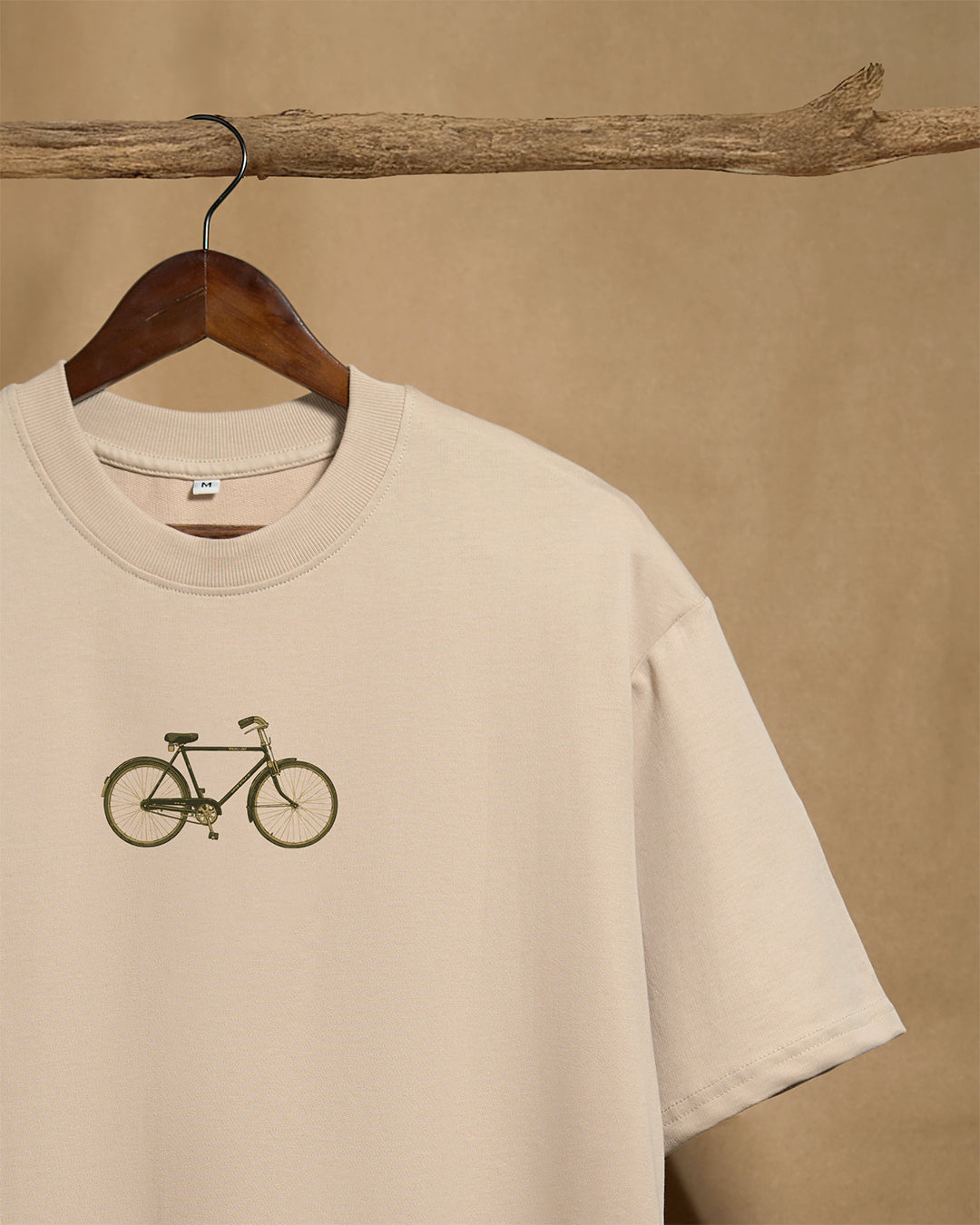 Bicycle Beige Oversized 240GSM T-shirt - Peyth