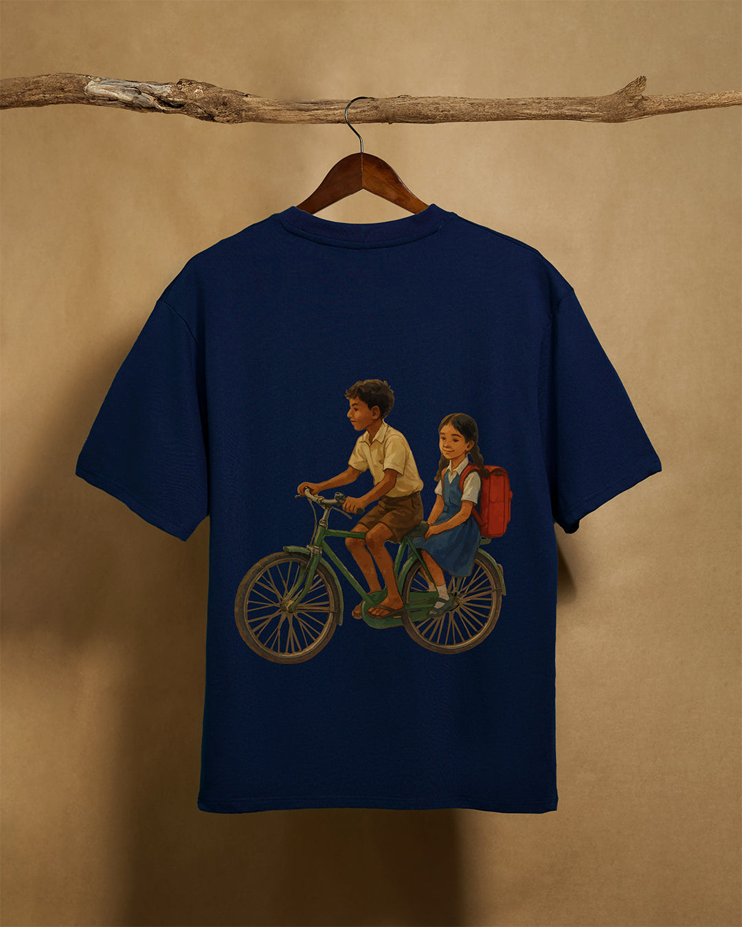 Bicycle Navy Blue Oversized 240GSM T-shirt - Peyth