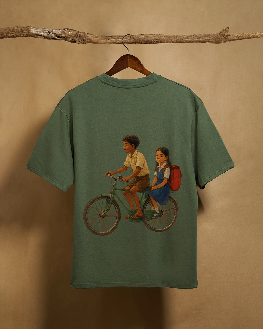 Bicycle Forest Green Oversized 240GSM T-shirt - Peyth