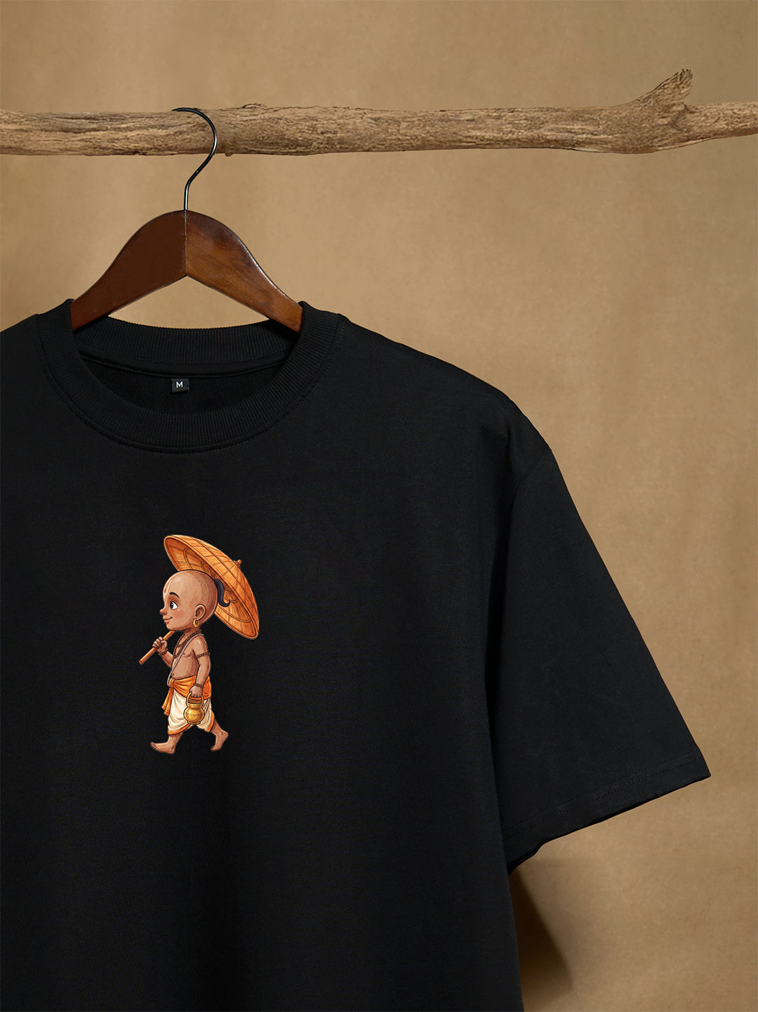 Vamanan Black Unisex Oversized 240GSM T-shirt 100% Combed Cotton