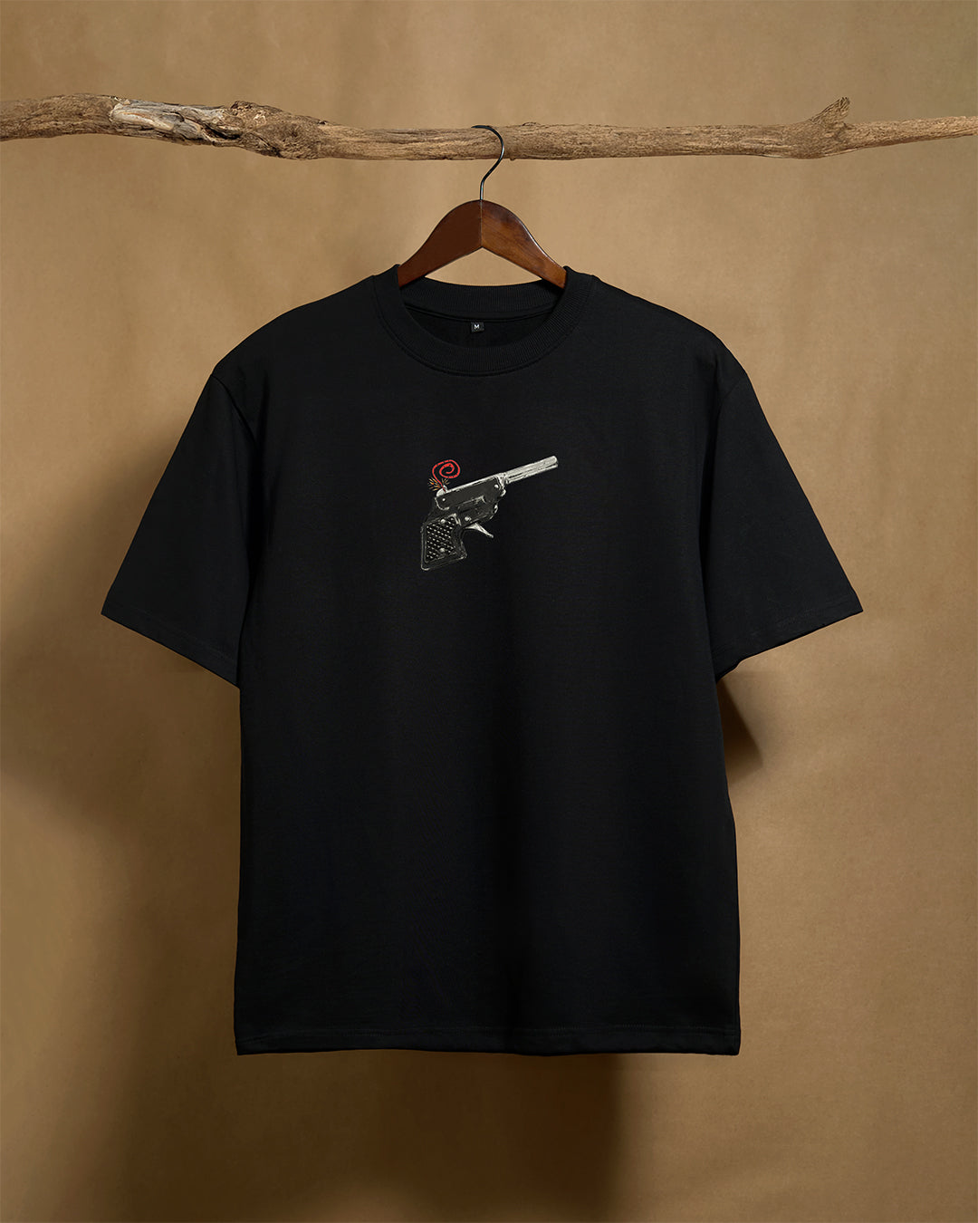 Cap Gun Black Unisex Oversized 240GSM T-shirt - Peyth