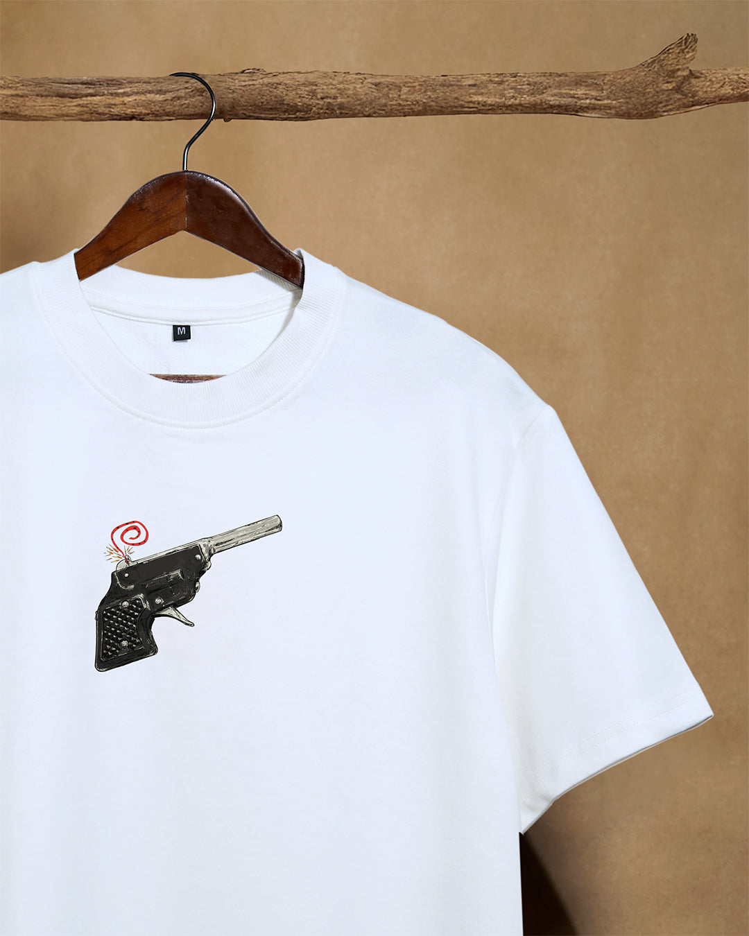 Cap Gun White Unisex Oversized 240GSM T-shirt - Peyth