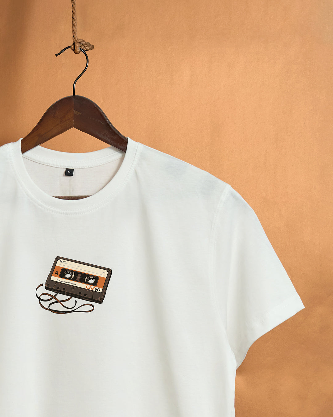 Cassette White 180gsm Regular Fit T-Shirt - Peyth