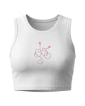 White crop tank top with pink earphone graphic from Printrove, front view showing the design and fabric texture.