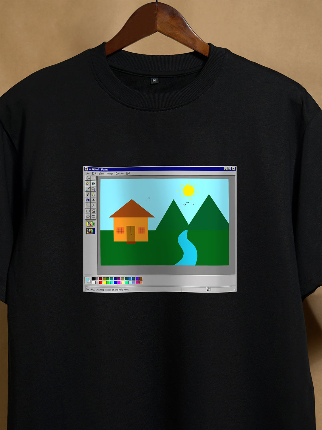 M S Paint Black Oversize T-shirt 240GSM