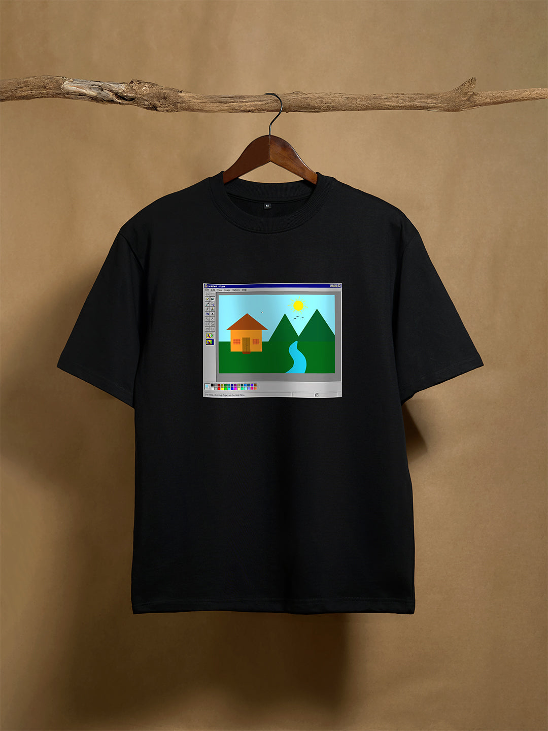 M S Paint Black Oversize T-shirt 240GSM