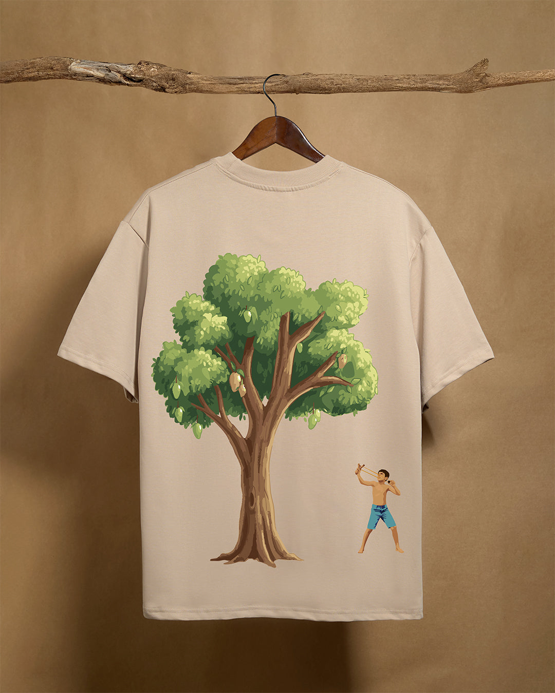 Slingshot / Kavana  Beige Oversize T-shirt 240GSM 100% Combed Cotton - Peyth