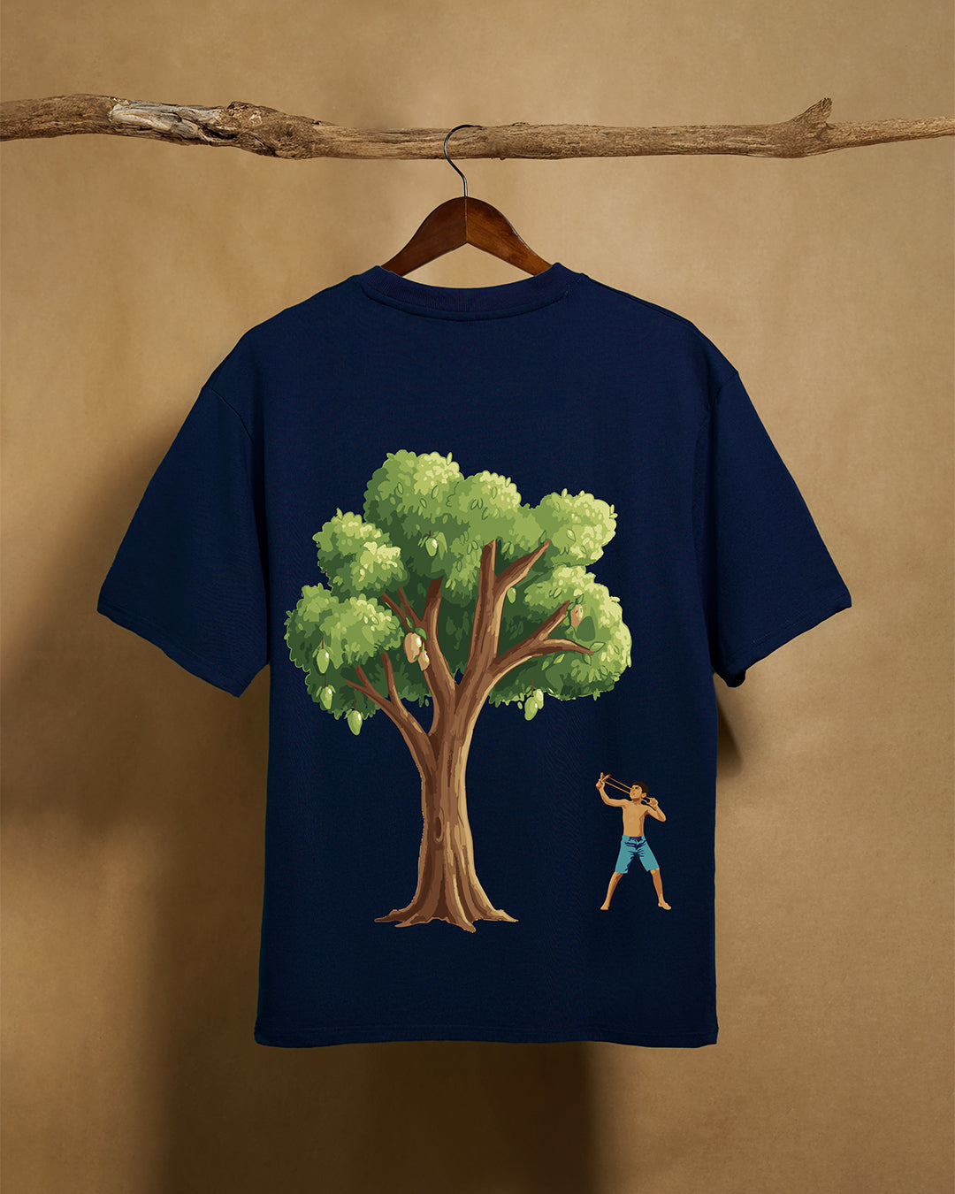 Slingshot / Kavana Navy Blue Oversize T-shirt 240GSM 100% Combed Cotton - Peyth