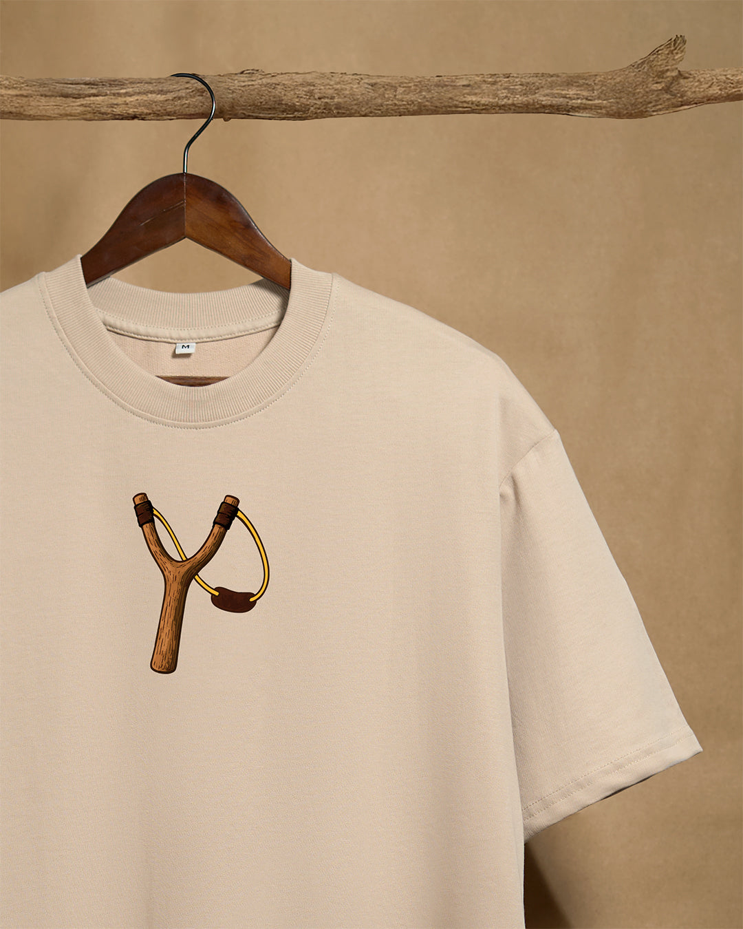 Slingshot / Kavana  Beige Oversize T-shirt 240GSM 100% Combed Cotton - Peyth