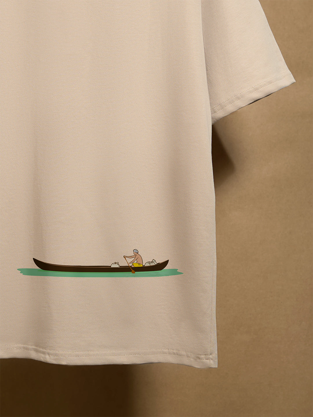 Vanji Beige 100% Combed Cotton Oversized T-Shirt - Peyth