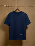 Vanji Navy Blue 100% Combed Cotton Oversized T-Shirt - Peyth